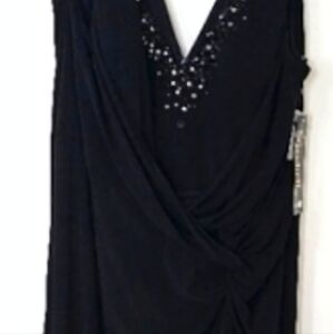 Black V neck beaded gown